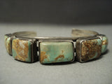 Opulent Vintage Navajo 'Squared Royston Turquoise' Native American Jewelry Silver Bracelet-Nativo Arts