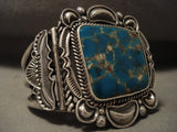 Opulent Vintage Navajo Tommy Moore Turquoise Native American Jewelry Silver Bracelet-Nativo Arts
