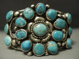 Opulent Vintage Navajo Turquoise Cluster Sterling Native American Jewelry Silver Bracelet Old-Nativo Arts