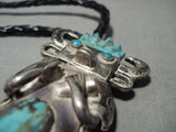 Opulent Vintage Navajo **turquoise Kachina** Native American Jewelry Silver Bolo Tie Old-Nativo Arts