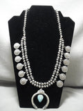 Opulent Vintage Navajo Turquoise Native American Jewelry Silver Mercury Dime Squash Blossom Necklace-Nativo Arts