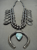 Opulent Vintage Navajo Turquoise Native American Jewelry Silver Mercury Dime Squash Blossom Necklace-Nativo Arts