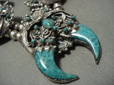 Opulent Vintage Navajo Turquoise Native American Jewelry Silver Squash Blossom Necklace-Nativo Arts
