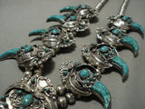Opulent Vintage Navajo Turquoise Native American Jewelry Silver Squash Blossom Necklace-Nativo Arts