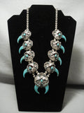 Opulent Vintage Navajo Turquoise Native American Jewelry Silver Squash Blossom Necklace-Nativo Arts