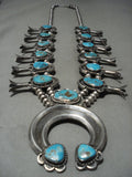 Opulent Vintage Navajo Turquoise Native American Jewelry Silver Squash Blossom Necklace Old-Nativo Arts