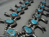 Opulent Vintage Navajo Turquoise Native American Jewelry Silver Squash Blossom Necklace Old-Nativo Arts