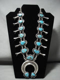 Opulent Vintage Navajo Turquoise Native American Jewelry Silver Squash Blossom Necklace Old-Nativo Arts