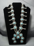 Opulent Vintage Navajo Turquoise Sterling Native American Jewelry Silver Squash Blossom Necklace Old-Nativo Arts