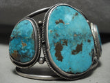 Opulent Vintage Navajo Vivd Turquoise Native American Jewelry Silver Bracelet Old-Nativo Arts