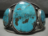 Opulent Vintage Navajo Vivd Turquoise Native American Jewelry Silver Bracelet Old-Nativo Arts