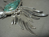 Opulent Vintage Navajo Willie 'Bursting Native American Jewelry Silver' Carico Lake Turquoise Necklace-Nativo Arts