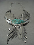Opulent Vintage Navajo Willie 'Bursting Native American Jewelry Silver' Carico Lake Turquoise Necklace-Nativo Arts