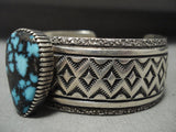 Opulent Vintage 'Wide Webbed Lander Blue Turquoise' Navajo Native American Jewelry Silver Bracelet-Nativo Arts