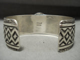 Opulent Vintage 'Wide Webbed Lander Blue Turquoise' Navajo Native American Jewelry Silver Bracelet-Nativo Arts