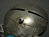 Opulent Vintage Zuni 'Lightning Strike' Turquoise Native American Jewelry Silver Mask Pin Old-Nativo Arts