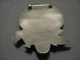 Opulent Vintage Zuni 'Lightning Strike' Turquoise Native American Jewelry Silver Mask Pin Old-Nativo Arts