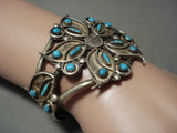 Opulent Vintage Zuni Needlepoint Turquoise Native American Jewelry Silver Bracelet Old-Nativo Arts