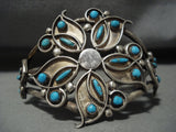 Opulent Vintage Zuni Needlepoint Turquoise Native American Jewelry Silver Bracelet Old-Nativo Arts