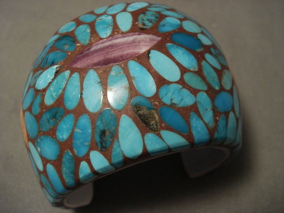 Opulent Vintage Zuni Turquoise Spiny Oyster Solid Shell Bracelet-Nativo Arts