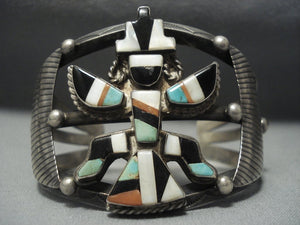 Opulent Vintage Zuni Turquoise Sterling Native American Jewelry Silver Knifewing Bracelet Old Pawn-Nativo Arts