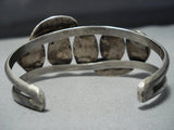 Outstanding Vintage Native American Jewelry Navajo Leaf Blue Gem Turquoise Sterling Silver Bracelet Cuff-Nativo Arts