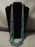 Outstanding Vintage Navajo Native American Jewelry jewelry Turquoise Coral Necklace-Nativo Arts