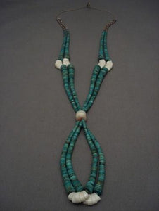 Outstanding Vintage Santo Domingo Royston Turquoise Heishi Necklace-Nativo Arts