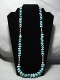 Over 60 Nuggets Vintage Navajo Native American Jewelry jewelry Turquoise Sterling Silver Necklace Old-Nativo Arts