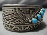 Plethora Of Pueblos Vintage Native American Jewelry Navajo Sky Blue Turquoise Sterling Silver Bracelet-Nativo Arts