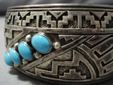 Plethora Of Pueblos Vintage Native American Jewelry Navajo Sky Blue Turquoise Sterling Silver Bracelet-Nativo Arts