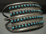 Plethora Of Snake Eyes Turquoise Wide Zuni Vintage Native American Jewelry Silver Bracelet-Nativo Arts