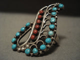 Plethora Of Snake Eyes Turquosie Coral Native American Jewelry Silver Ring-Nativo Arts