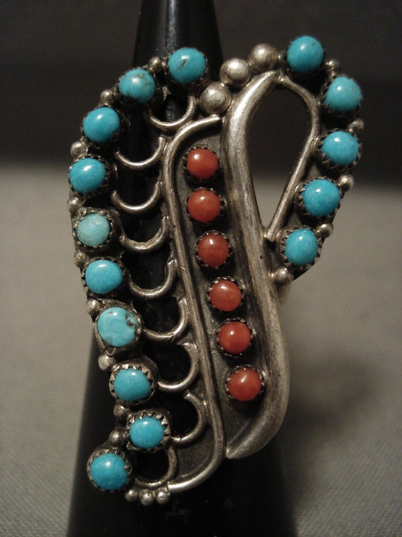 Plethora Of Snake Eyes Turquosie Coral Native American Jewelry Silver Ring-Nativo Arts