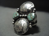 Polarizing Vintage Navajo Native American Jewelry Silver Dime #8 Turquoise Native American Jewelry Silver Ring-Nativo Arts