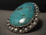 Possibly The Biggest Navajo Ben Begaye Turquoise Native American Jewelry Silver Shell Ring- 45 Grams!!-Nativo Arts