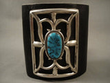 Powerful Vintage Navajo Domed Turquoise Native American Jewelry Silver Ketoh Bracelet-Nativo Arts