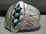 Powerful Vintage Navajo 'Duel Native American Jewelry Silver Sheild' Turquoise Snake Eye Native American Jewelry Silver Bracelet-Nativo Arts