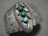 Powerful Vintage Navajo 'Duel Native American Jewelry Silver Sheild' Turquoise Snake Eye Native American Jewelry Silver Bracelet-Nativo Arts