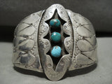 Powerful Vintage Navajo 'Duel Native American Jewelry Silver Sheild' Turquoise Snake Eye Native American Jewelry Silver Bracelet-Nativo Arts
