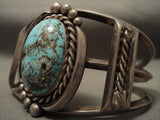 Prime Example Of Vintage Navajo Persin Turquoise Native American Jewelry Silver Bracelet Old-Nativo Arts