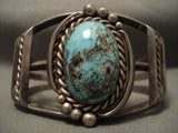 Prime Example Of Vintage Navajo Persin Turquoise Native American Jewelry Silver Bracelet Old-Nativo Arts
