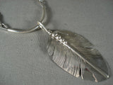 Private layaway- Important Famous Artist Navajo Native American Jewelry Silver Feather Necklace-Nativo Arts