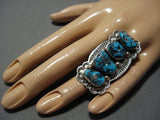 Quadruple Tier Vintage Navajo Turquoise Native American Jewelry Sterling Silver Ring Old-Nativo Arts