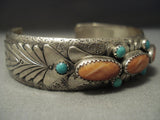 Quality Advanced Work Vintage Navajo Spiny Oyster Turquoise Native American Jewelry Silver Bracelet-Nativo Arts