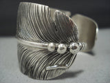 Quality Ben Begaye Sterling Silver Feather Genius Native American Jewelry Navajo Bracelet-Nativo Arts