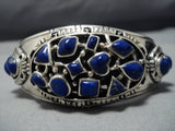 Quality Evie Johnson Vintage Native American Jewelry Navajo Lapis Sterling Silver Cuff Bracelet Old-Nativo Arts