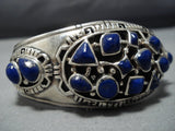 Quality Evie Johnson Vintage Native American Jewelry Navajo Lapis Sterling Silver Cuff Bracelet Old-Nativo Arts