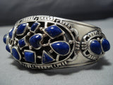 Quality Evie Johnson Vintage Native American Jewelry Navajo Lapis Sterling Silver Cuff Bracelet Old-Nativo Arts