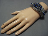 Quality Evie Johnson Vintage Native American Jewelry Navajo Lapis Sterling Silver Cuff Bracelet Old-Nativo Arts